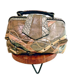 Vintage 80's Glam Abstract Handbag Purse handbag Green Brown Gold